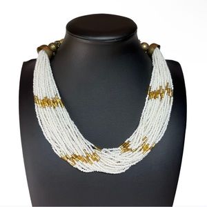 VTG Multi Layer Seed Bead Native Tribal Collar Necklace 17"